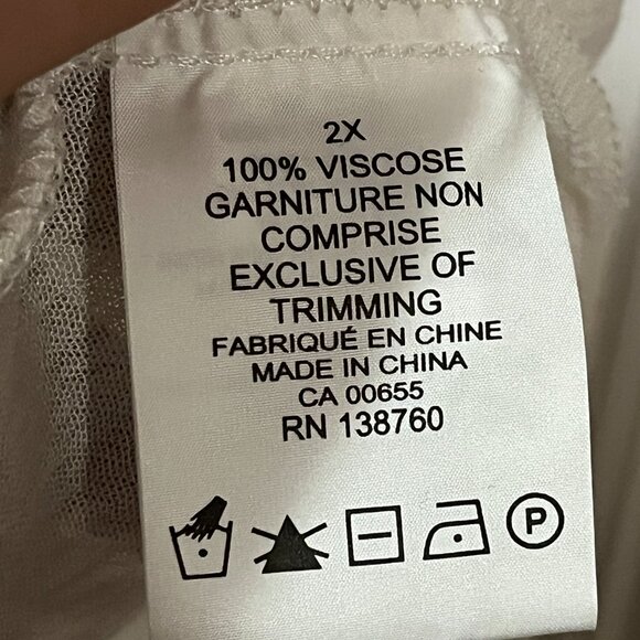 DC Jeans White Boho Blouse Top Black Trim Flowy V-Neck Women's Plus Size 2X - Picture 7 of 8